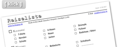 Reiseliste zum Kofferpacken