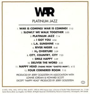War - Platinum Jazz Cover back